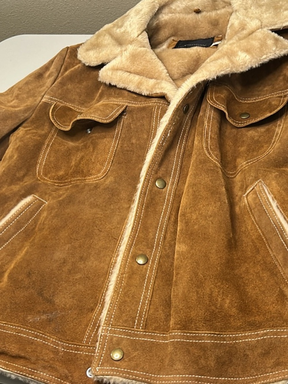 Vintage JCPenney Suede Sherpa Lined Jacket size 44 / large